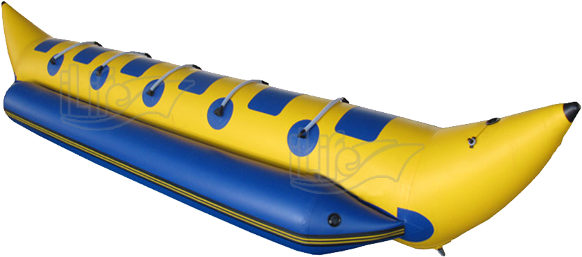 Yellow Blue Inflatable Banana Boat PNG image