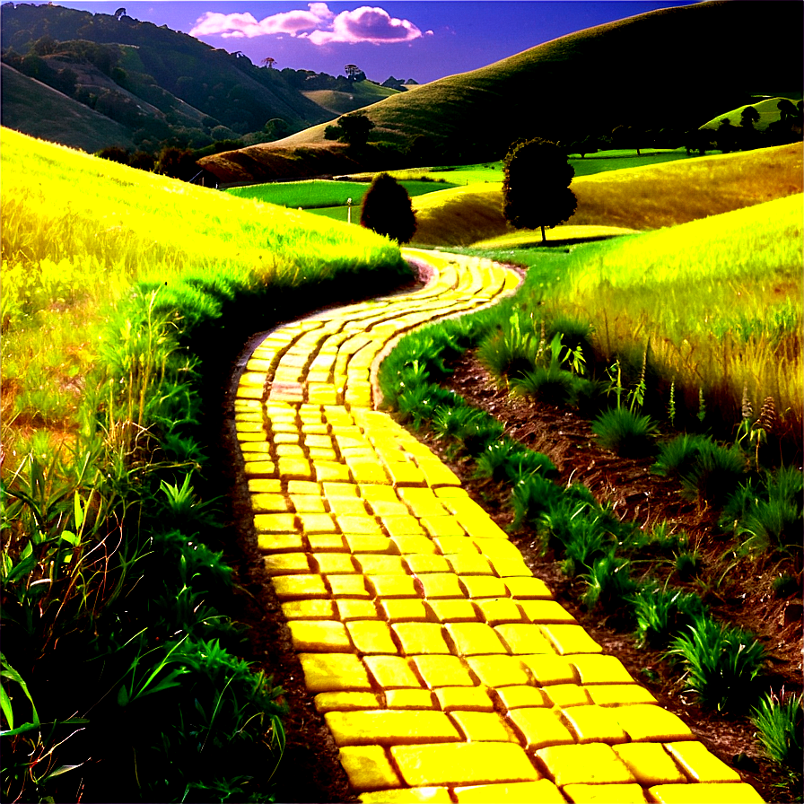 Yellow Brick Road Through Rolling Hills Png Hvd89 PNG image