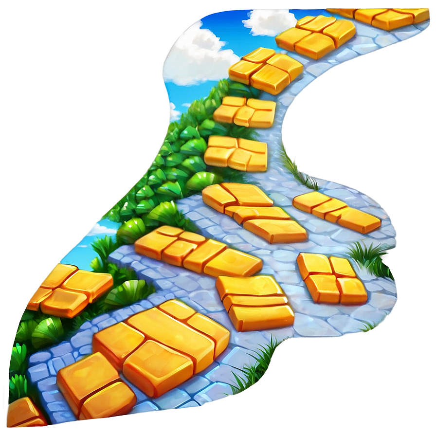 Yellow Brick Road Under Blue Sky Png Aql PNG image