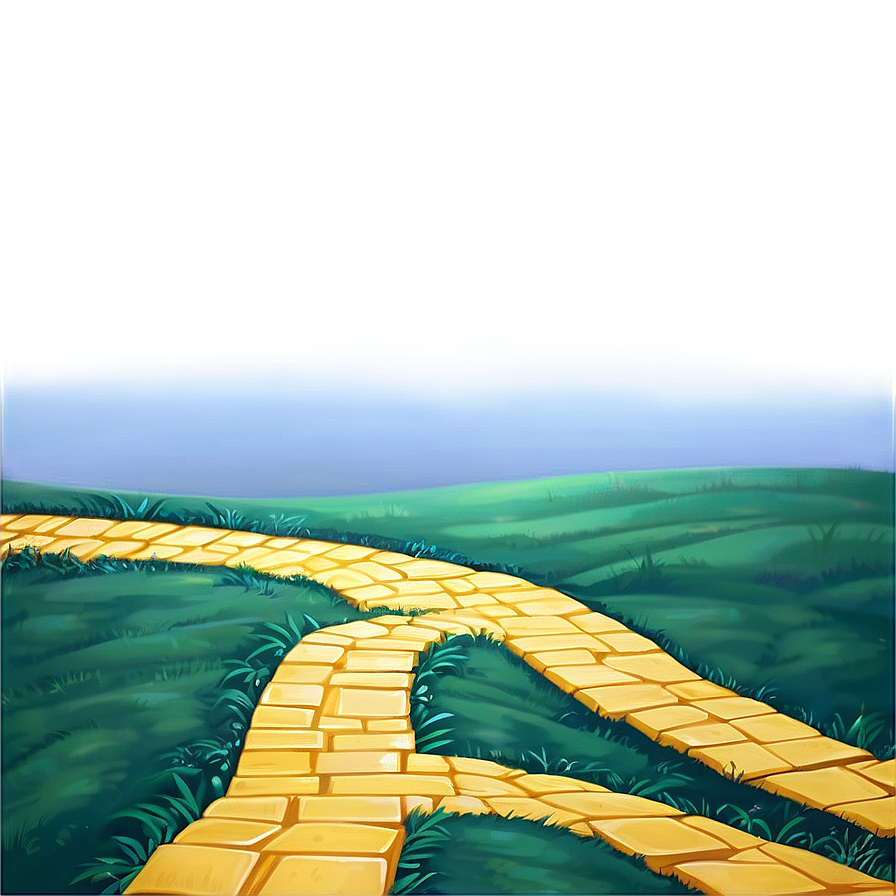 Yellow Brick Road Under Blue Sky Png Ruv PNG image