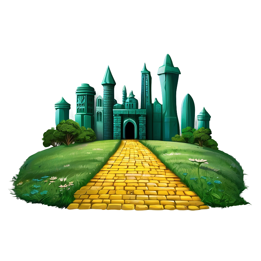 Yellow Brick Road With Emerald City Background Png Gqa PNG image