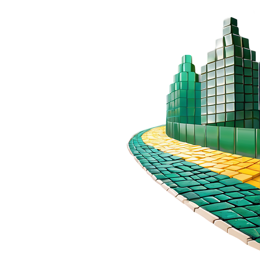 Yellow Brick Road With Emerald City Background Png Pen PNG image