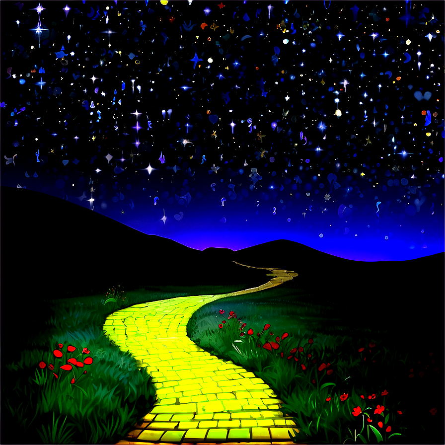 Yellow Brick Road With Night Stars Png Lth PNG image