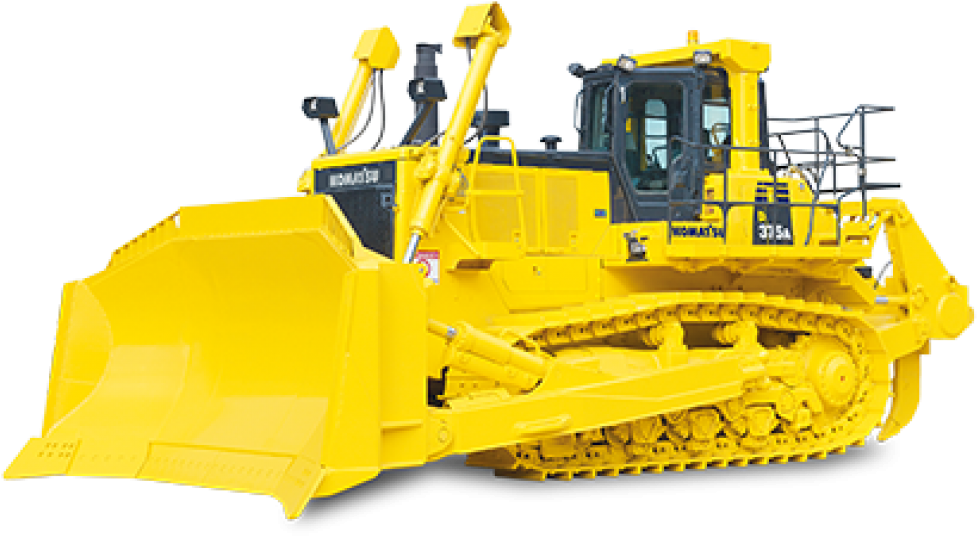 Yellow Bulldozer Side View PNG image