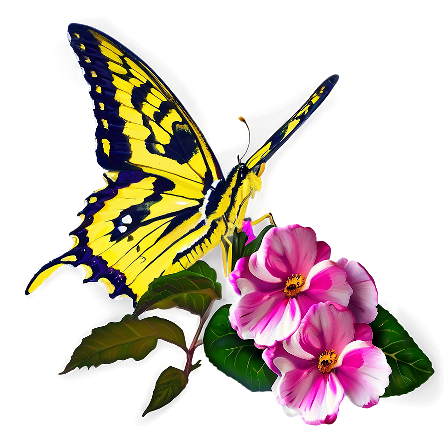 Yellow Butterfly On Flower Png 06292024 PNG image