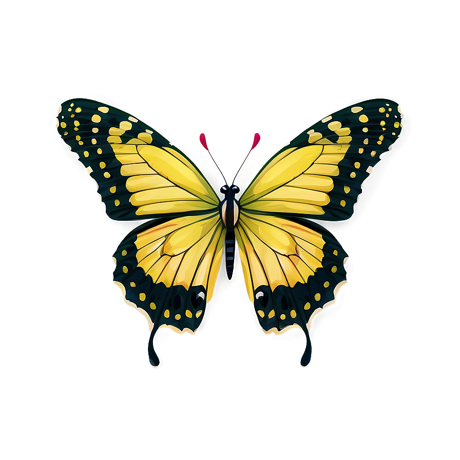 Yellow Butterfly With Green Background Png 06292024 PNG image