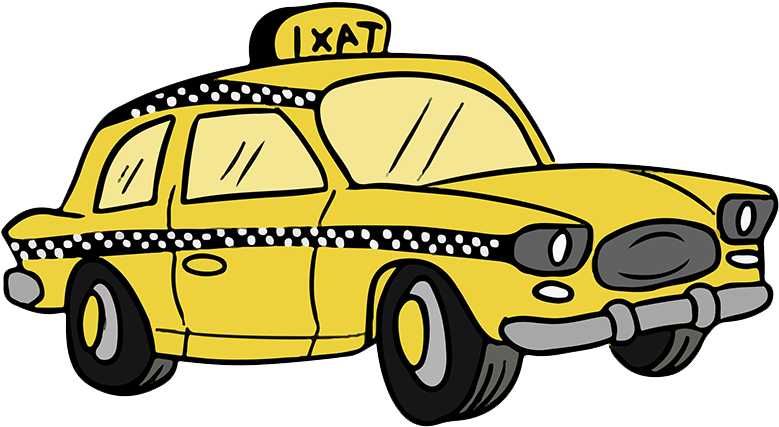 Yellow Cab Cartoon Illustration PNG image