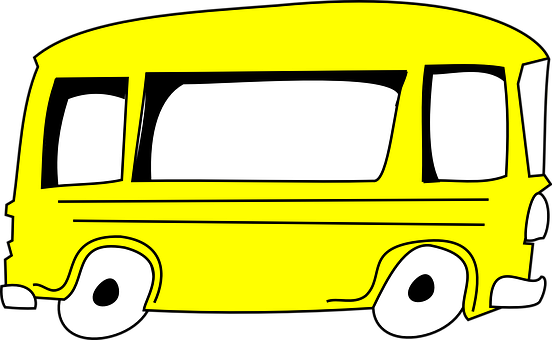 Yellow Cartoon Bus Graphic PNG image