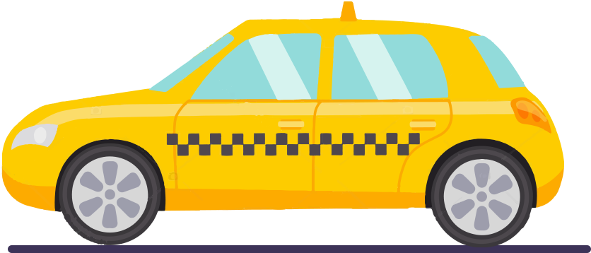 Yellow City Taxi Cartoon PNG image