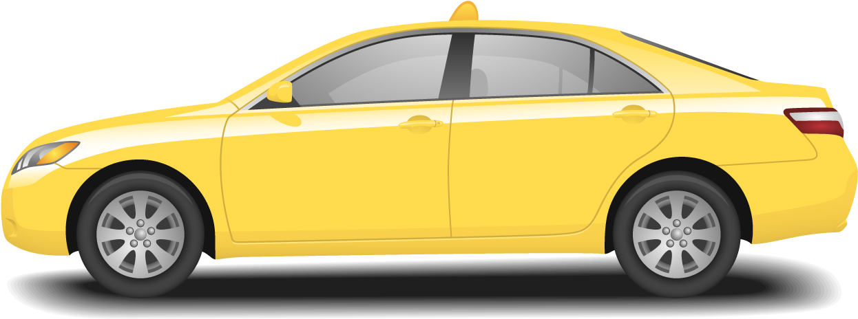 Yellow City Taxi Side View PNG image