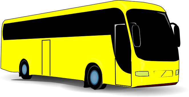 Yellow Coach Bus Illustration PNG image