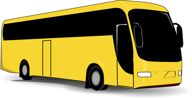 Yellow Coach Bus Vector Illustration PNG image