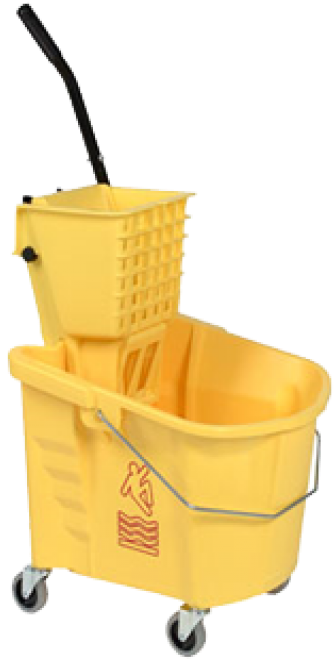 Yellow Commercial Mop Bucket With Wringer PNG image