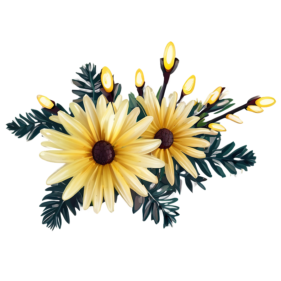 Yellow Daisy Festive Lights Png Brj PNG image