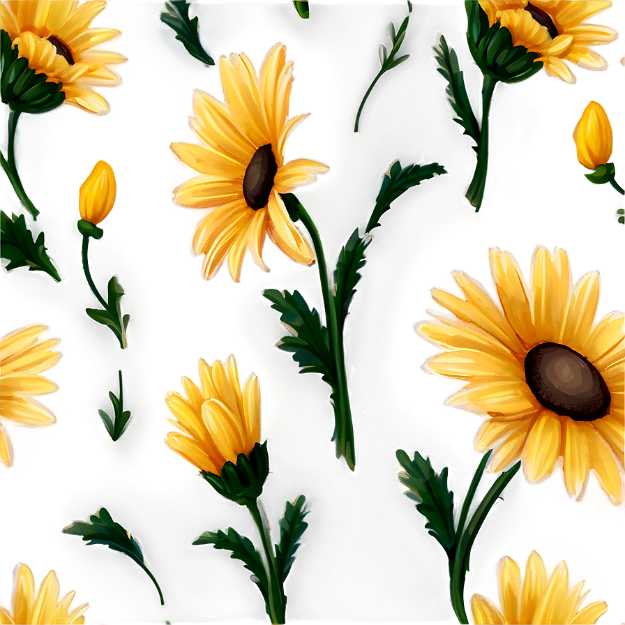 Yellow Daisy Seamless Pattern Png 06292024 PNG image