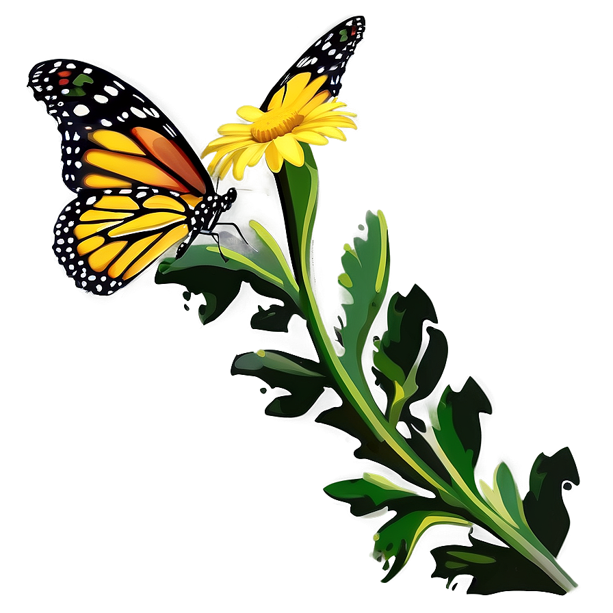 Yellow Daisy With Butterfly Png 97 PNG image