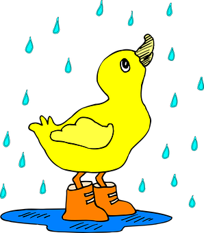 Yellow Duck Rainy Day PNG image