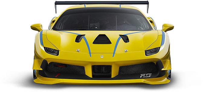 Yellow Ferrari Racecar Front View PNG image