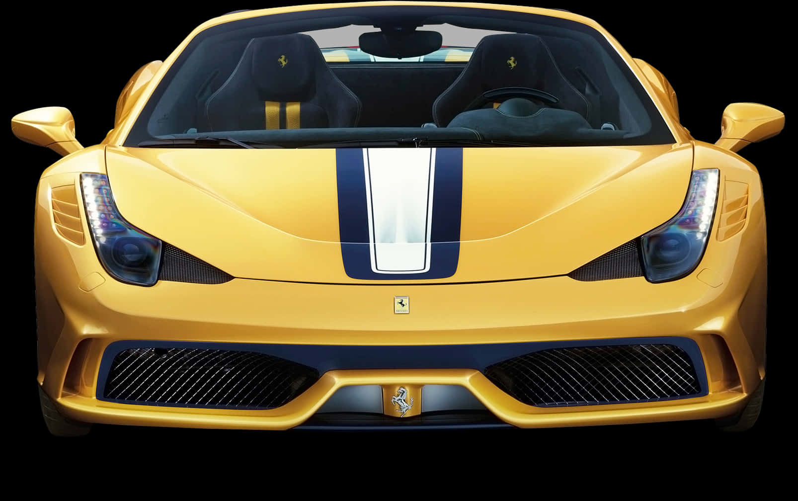 Yellow Ferrari Sports Carwith Blue Stripe PNG image