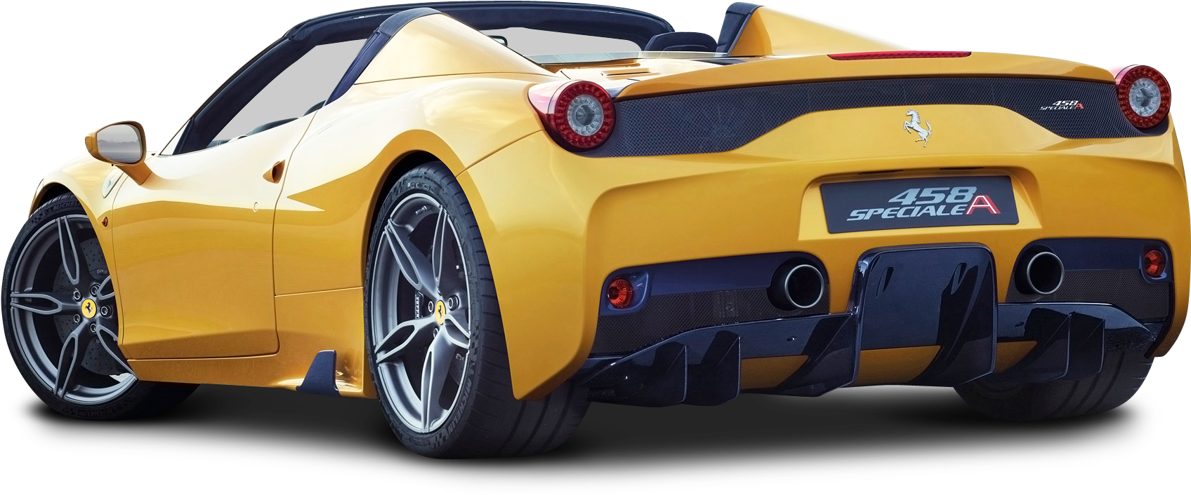 Yellow Ferrari458 Speciale A Side View PNG image