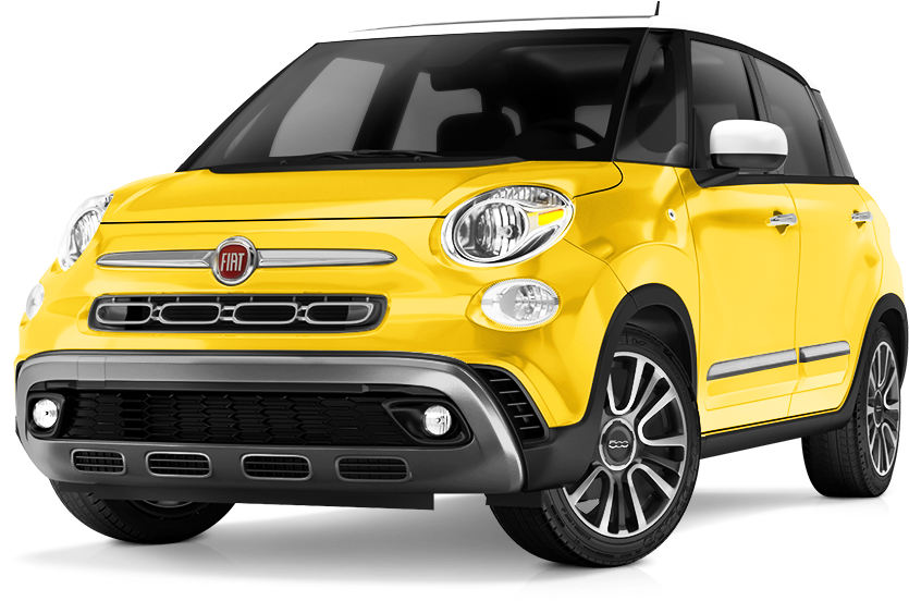 Yellow Fiat500 L Crossover PNG image