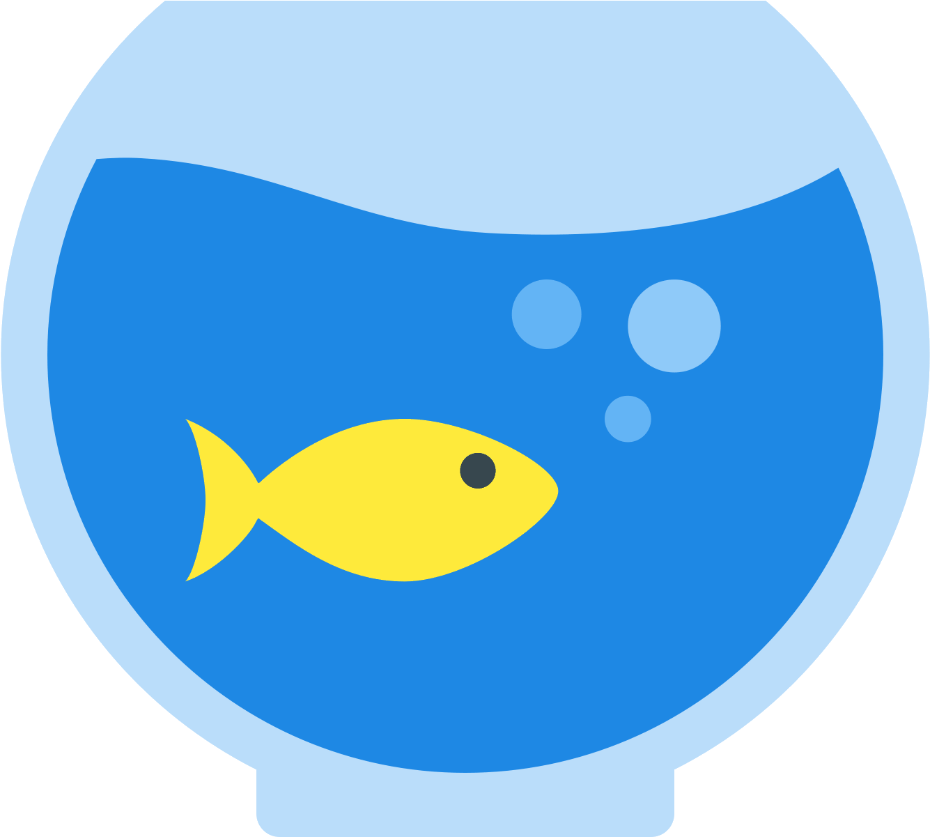 Yellow Fishin Blue Aquarium Bowl PNG image