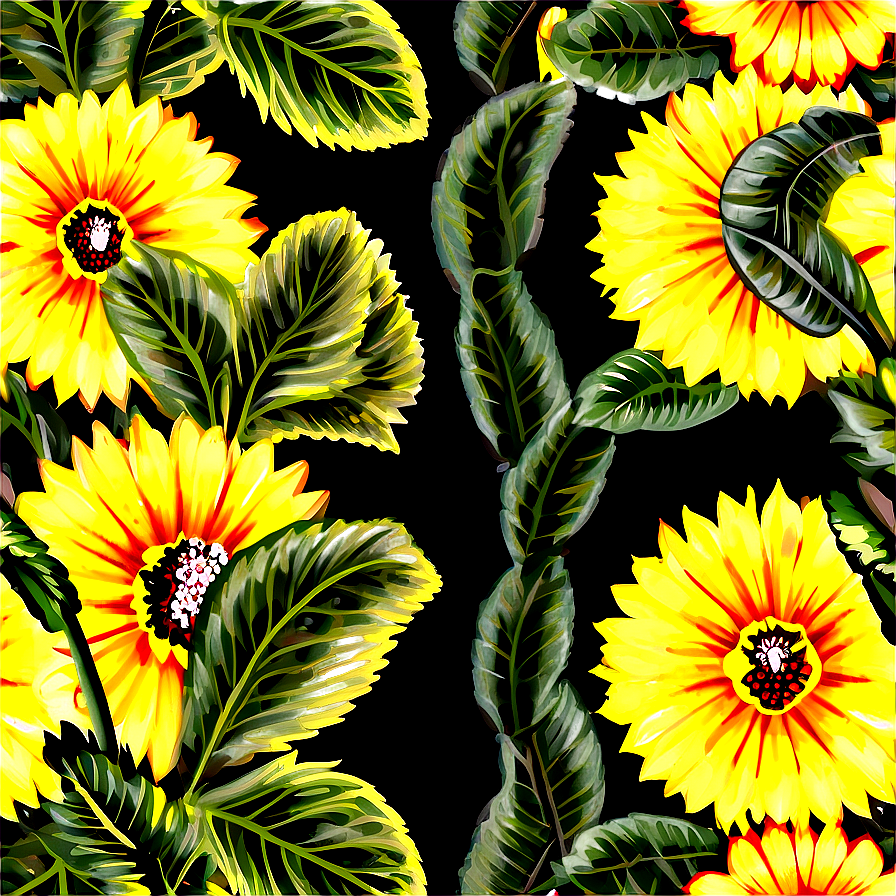 Yellow Floral Pattern Png Tih PNG image