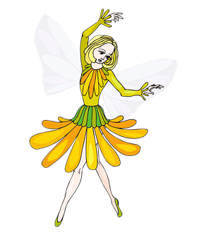 Yellow Flower Fairy Illustration PNG image