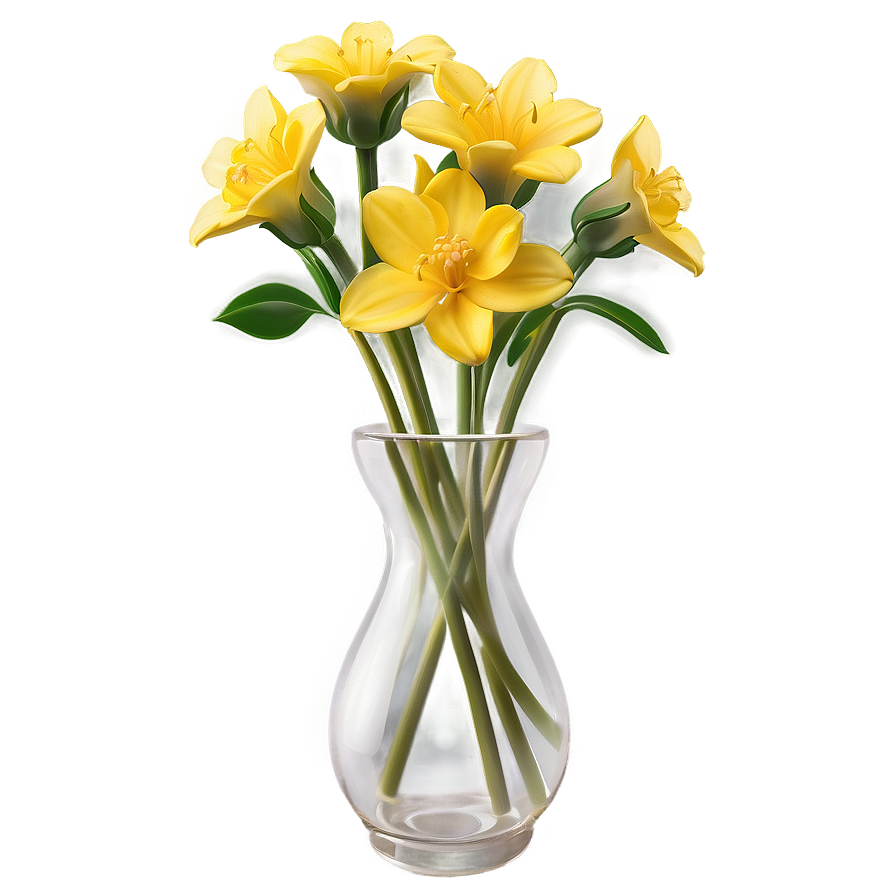 Yellow Flowers In Vase Png 4 PNG image