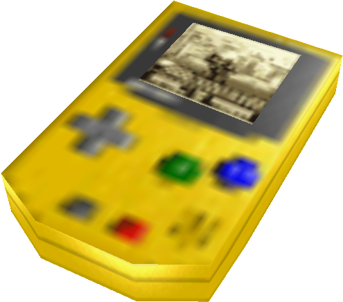 Yellow Gameboy Classic Blurry Background PNG image