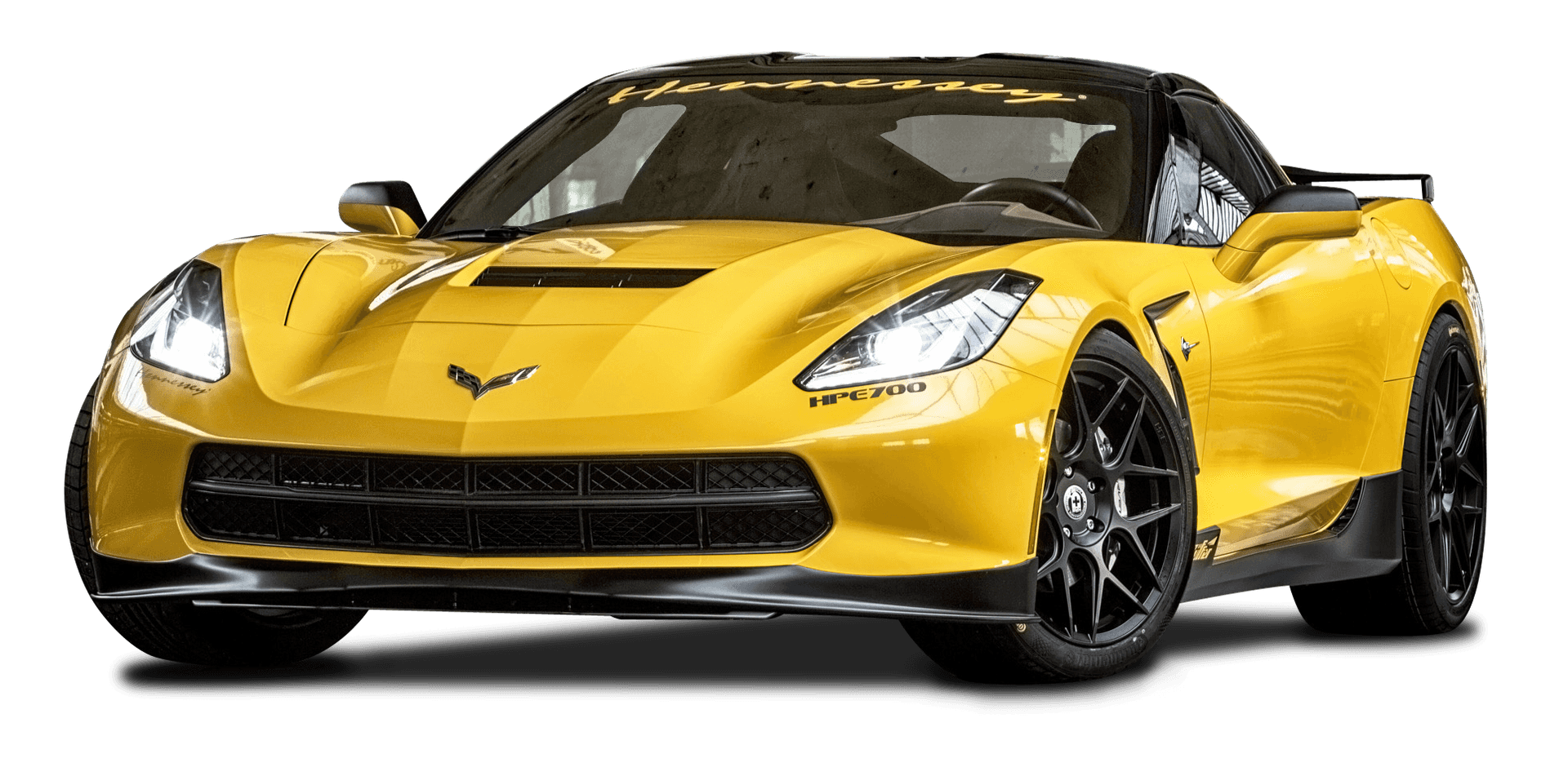 Yellow Hennessey Corvette H P E700 PNG image