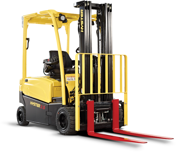 Yellow Hyster Forklift Side View PNG image