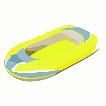 Yellow Inflatable Boat Illustration PNG image