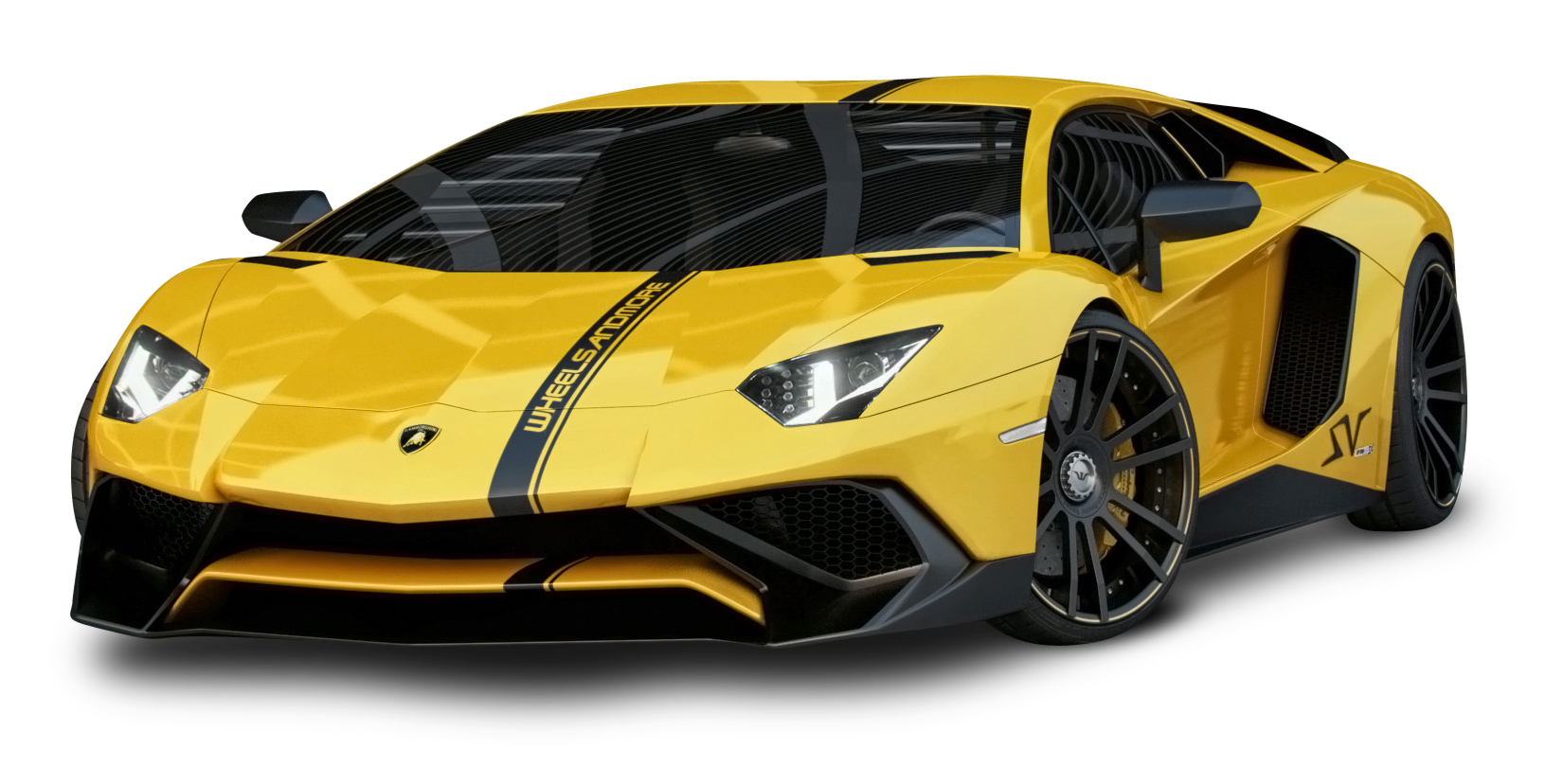 Yellow Lamborghini Aventador S V PNG image
