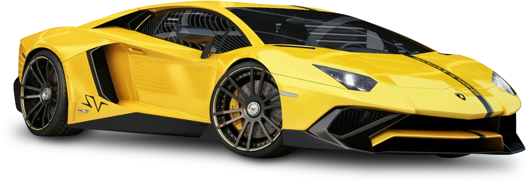 Yellow Lamborghini Aventador Side View PNG image