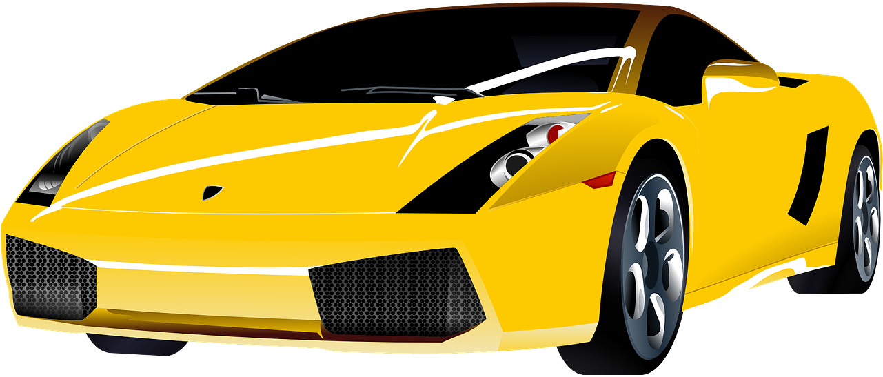 Yellow Lamborghini Cartoon Vector PNG image