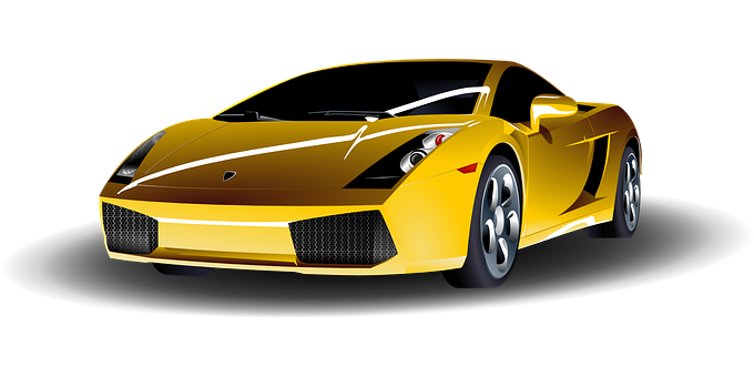 Yellow Lamborghini Gallardo Side View PNG image