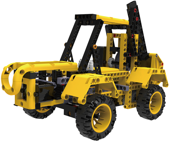 Yellow Lego Bulldozer Model PNG image