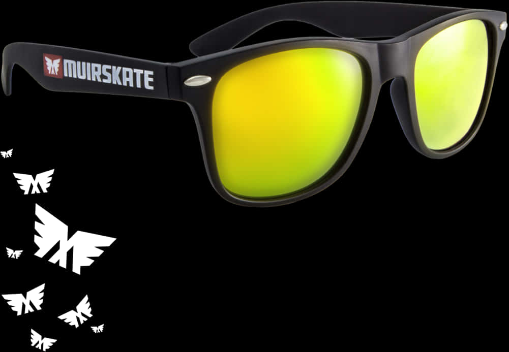 Yellow Lens Skate Sunglasses PNG image