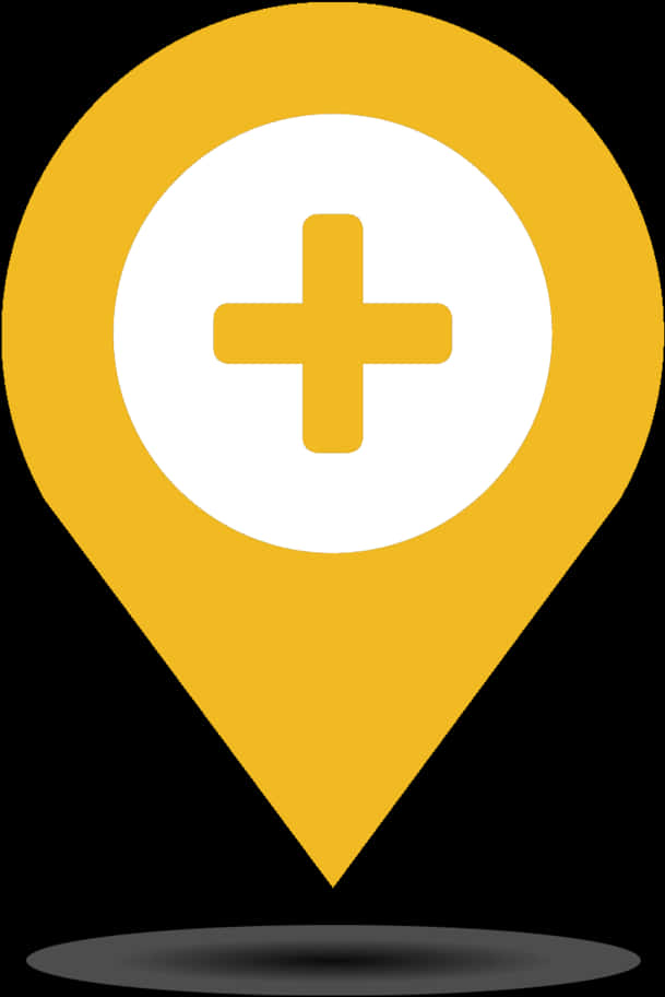 Yellow Location Iconwith Plus Sign PNG image