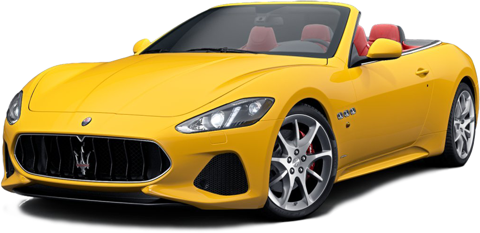 Yellow Maserati Convertible Sports Car PNG image