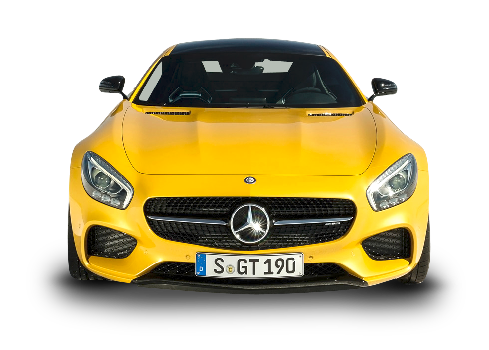 Yellow Mercedes A M G G T Front View PNG image