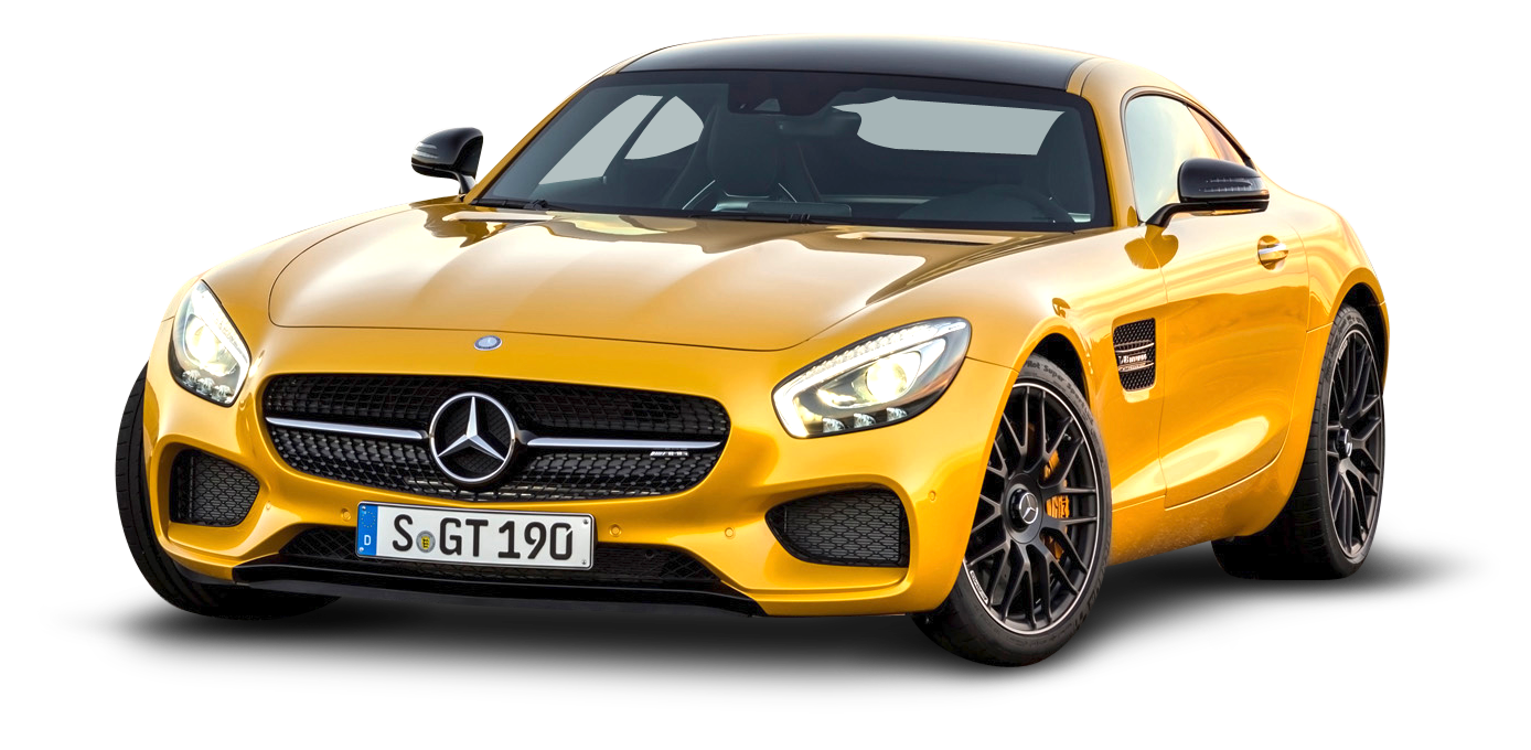 Yellow Mercedes A M G G T Side View PNG image