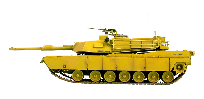 Yellow Military Tank Side View PNG image