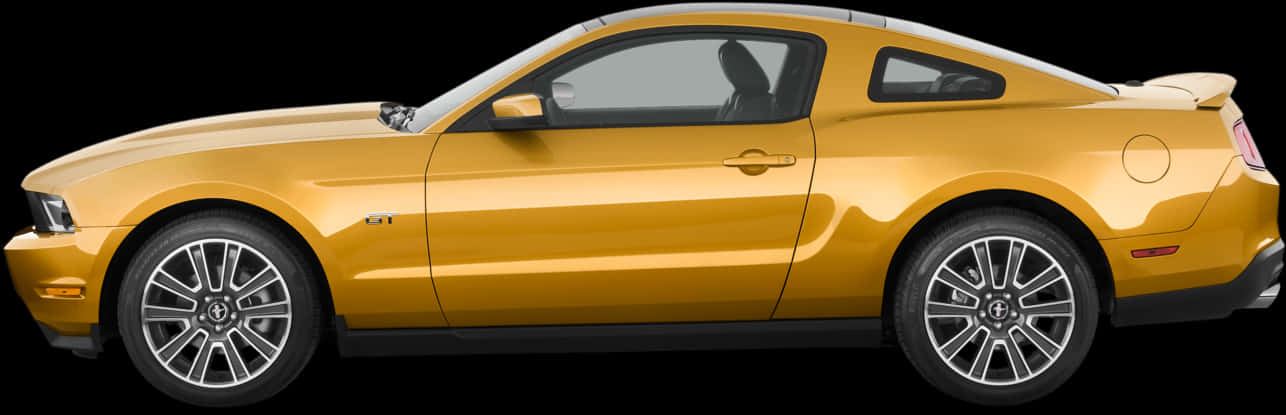 Yellow Mustang Side View PNG image