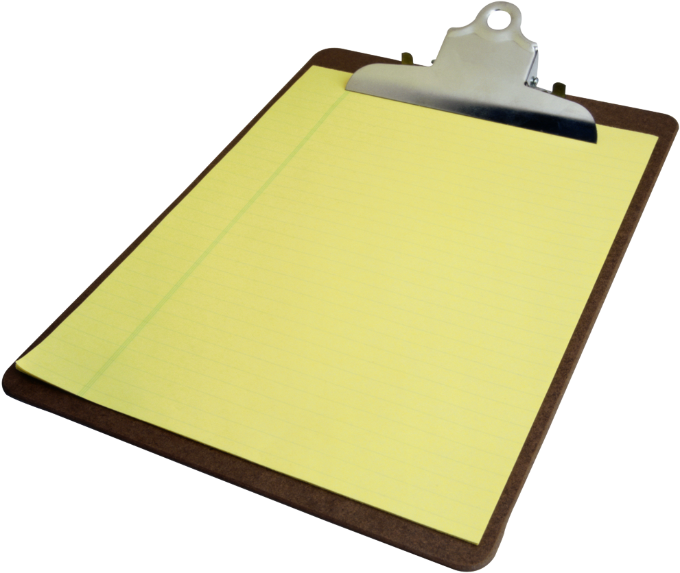 Yellow Notepadon Clipboard PNG image