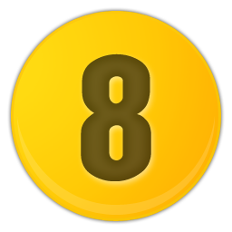 Yellow Number Eight Icon PNG image