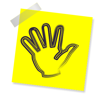 Yellow Outlined Hand Illustration PNG image
