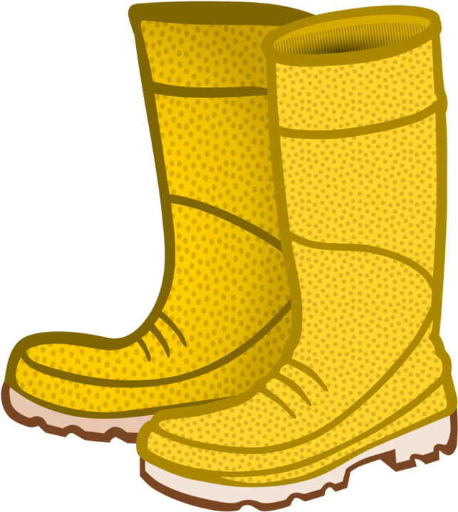 Yellow Patterned Rain Boots Illustration PNG image
