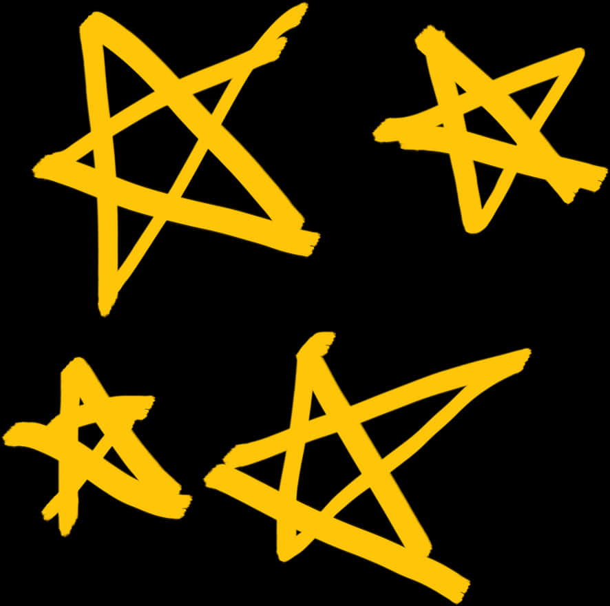 Yellow Pentagramson Black Background PNG image